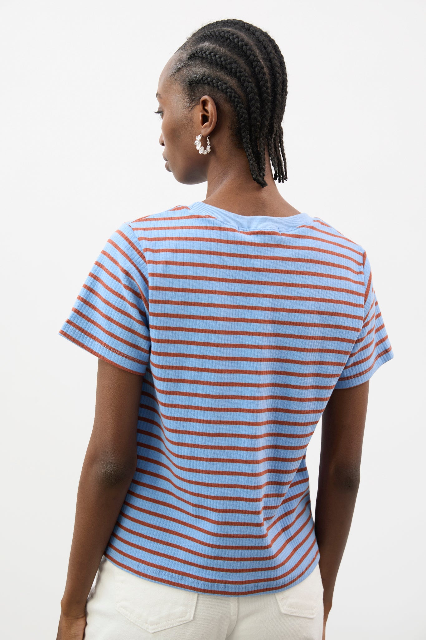 Blue and orange striped short sleeve t-shirt_2