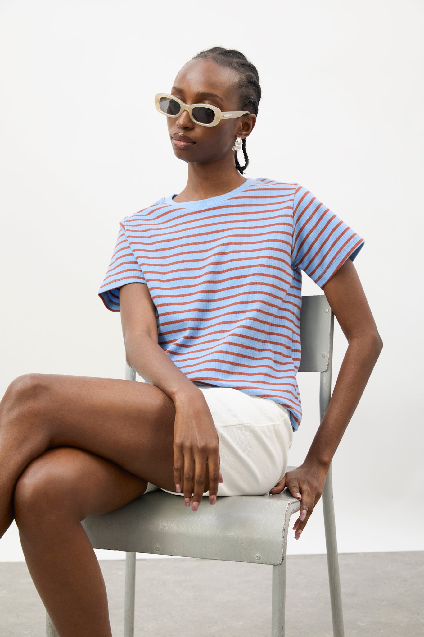 Blue and orange striped short sleeve t-shirt_5