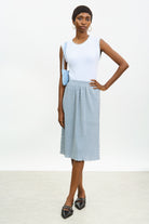 Blue and white biased gingham lettuce trim skirt_4