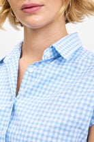 Blue and white gingham short sleeve shirt_3