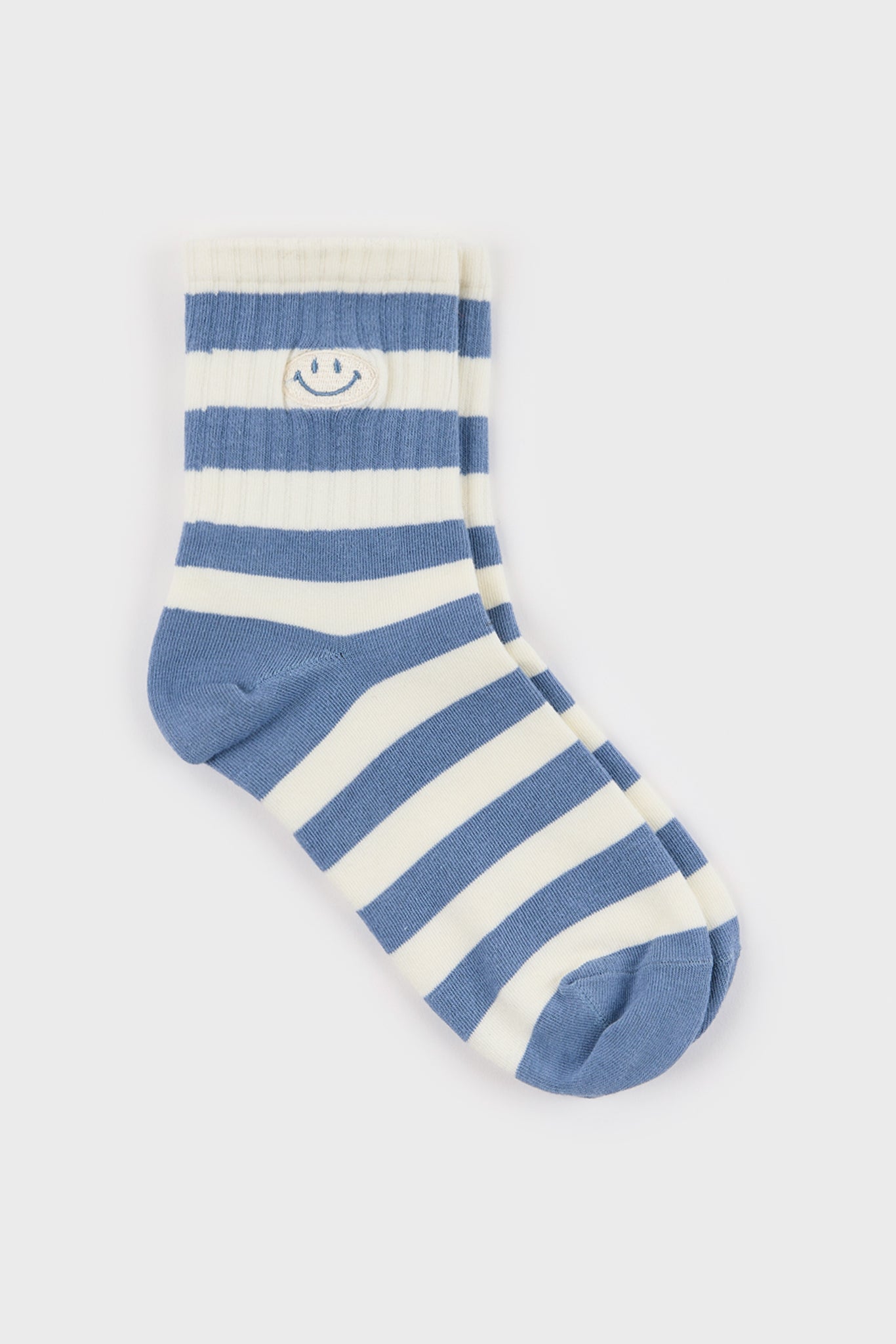 Blue and white stripe tiny smiley face socks_1