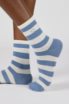 Blue and white stripe tiny smiley face socks_3