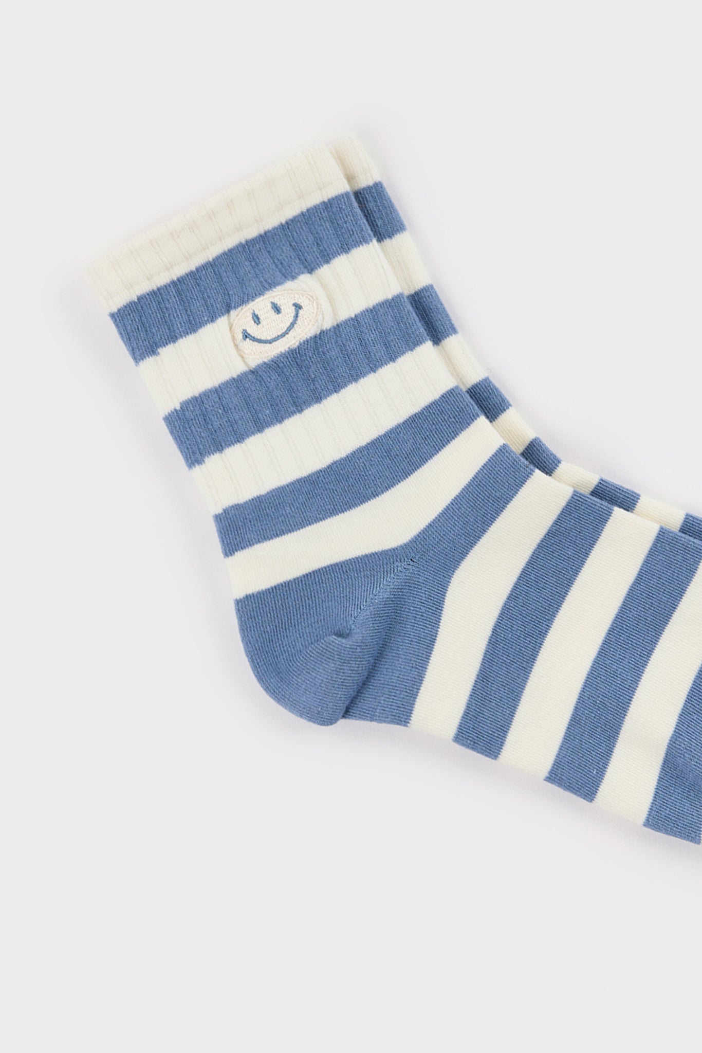 Blue and white stripe tiny smiley face socks_2