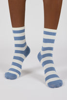 Blue and white stripe tiny smiley face socks_4