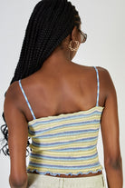 Blue and yellow abstract striped tie strap tank_2