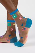Blue bright multicolour sheer floral socks_1