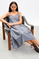 Black chambray polka dot strappy dress_5
