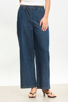 Blue denim contrast stitch trousers_1