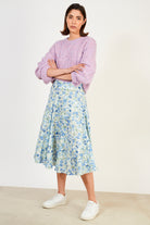 Blue floral print midi skirt_4