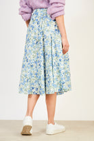 Blue floral print midi skirt_2