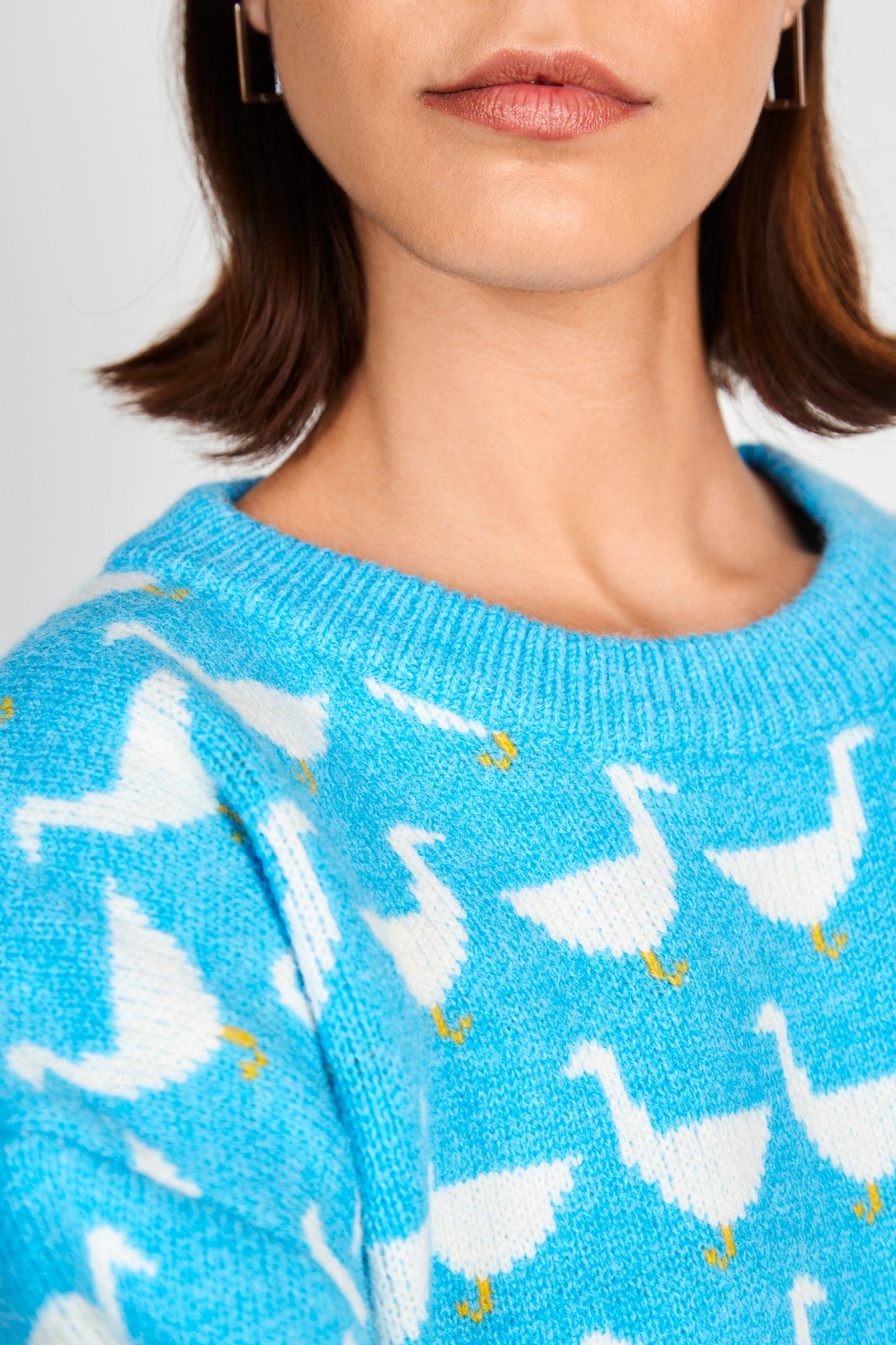 Blue intarsia duck jumper