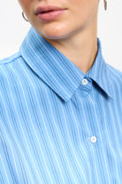 Blue multi striped asymmetric shirt_4