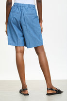 Blue pleated tailored shorts_2