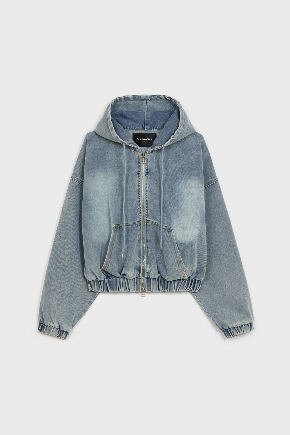 Blue short hooded denim jacket_7