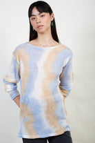 Blue and beige tie dye top_1