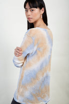 Blue and beige tie dye top_3