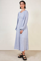 Blue and white printed maxi dress_1