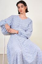 Blue and white printed maxi dress_5