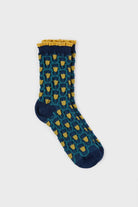 Blue and yellow tiny tulip print socks_2
