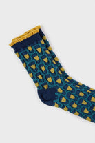 Blue and yellow tiny tulip print socks_3