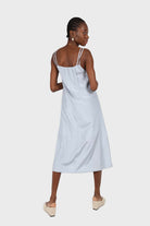 Blue double strap silky maxi dress_3