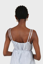 Blue double strap silky maxi dress_5