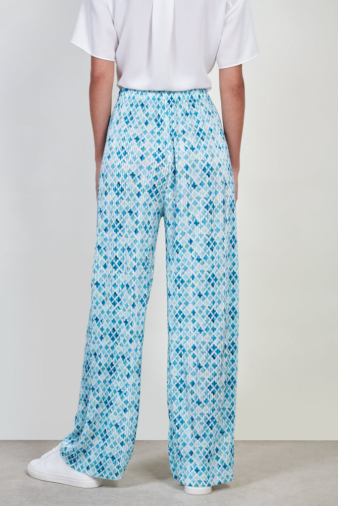 Blue printed micro pleat trousers_3