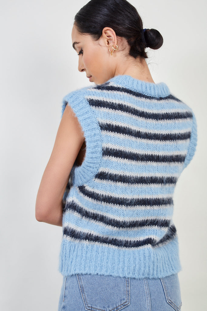 Blue striped wool blend sweater vest_3