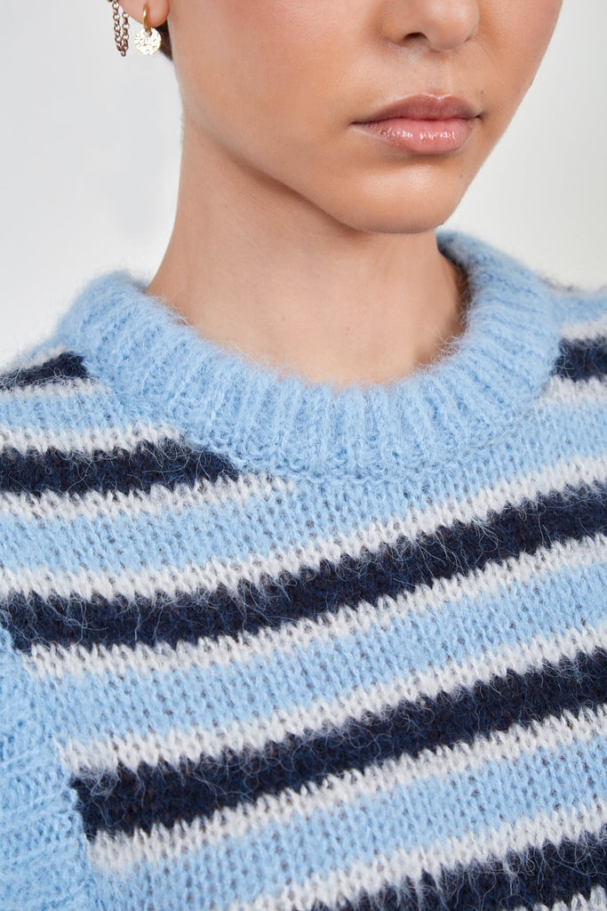 Blue striped wool blend sweater vest_4
