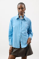 Bright blue and ivory striped shirt_2