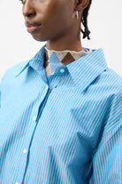 Bright blue and ivory striped shirt_4