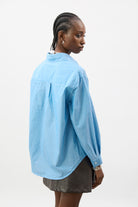 Bright blue and ivory striped shirt_3