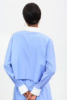 Bright blue and white stripe contrast collar shirt_2