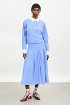 Bright blue and white stripe contrast collar shirt_4