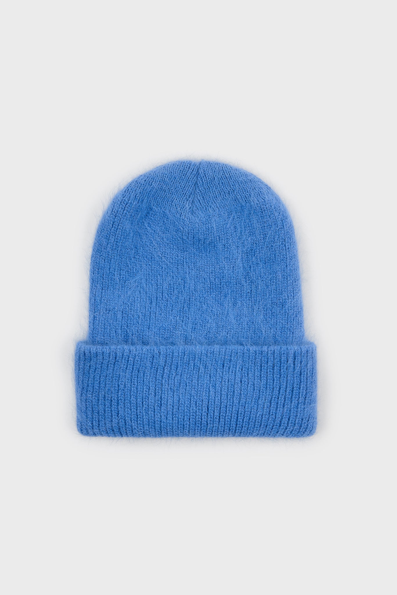 Bright blue mohair beanie hat_1