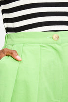 Bright green double pleat tailored shorts_3
