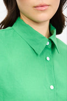 Bright green linen short sleeve shirt_3