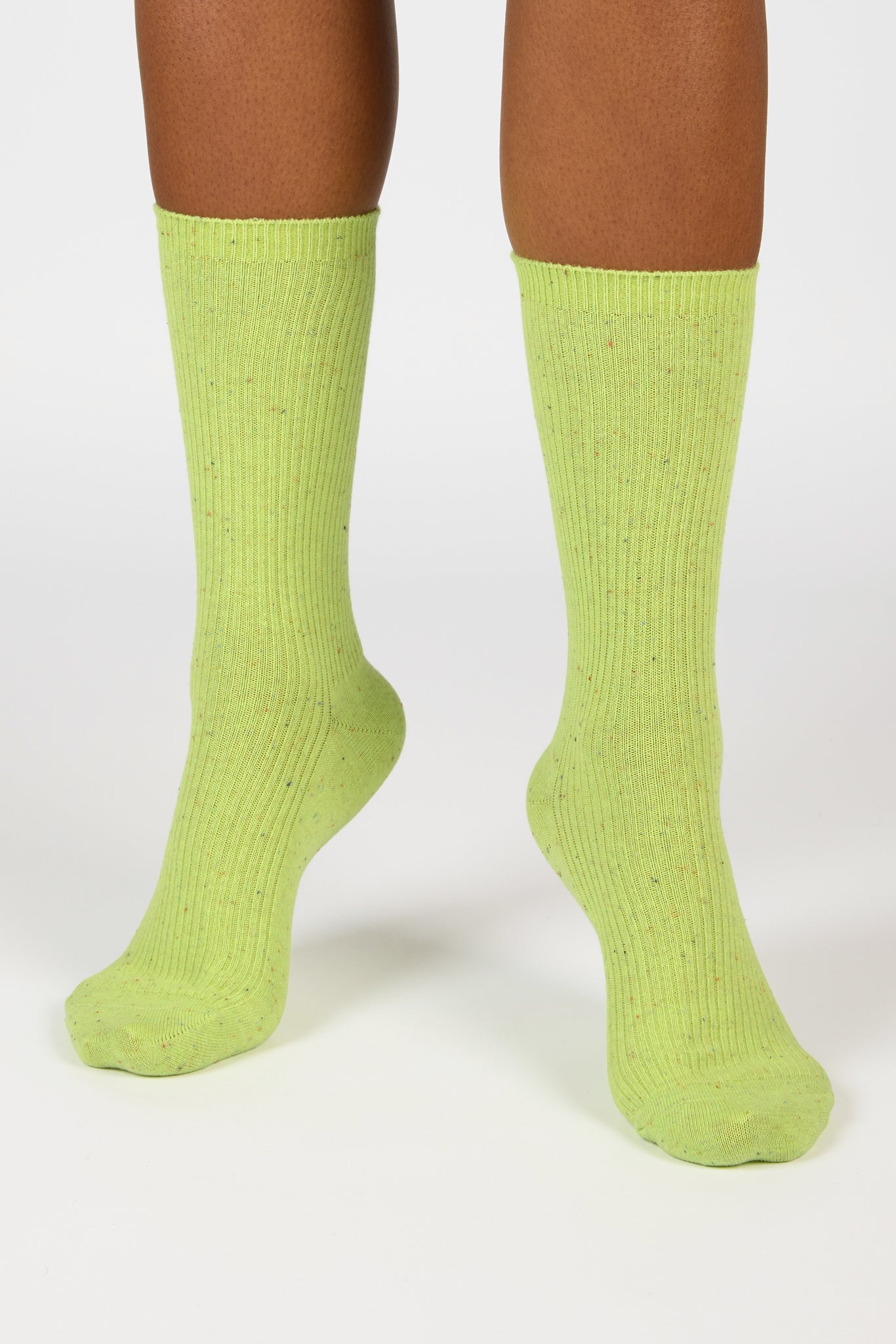 Bright green rainbow fleck ribbed socks_4
