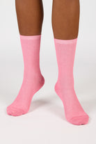 Bright pink modal blend ribbed socks_4