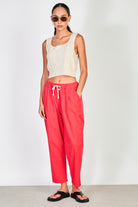 Bright red  drawstring trousers_4
