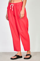 Bright red  drawstring trousers_1