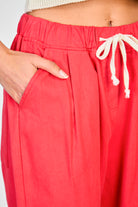 Bright red  drawstring trousers_3