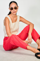 Bright red  drawstring trousers_5