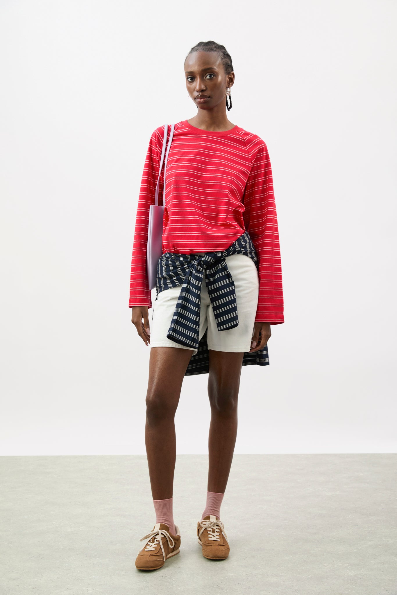 Bright red and ivory multi stripe raglan sleeve top_4