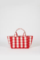 Bright red giant check mini tote bag_1