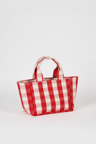 Bright red giant check mini tote bag_2