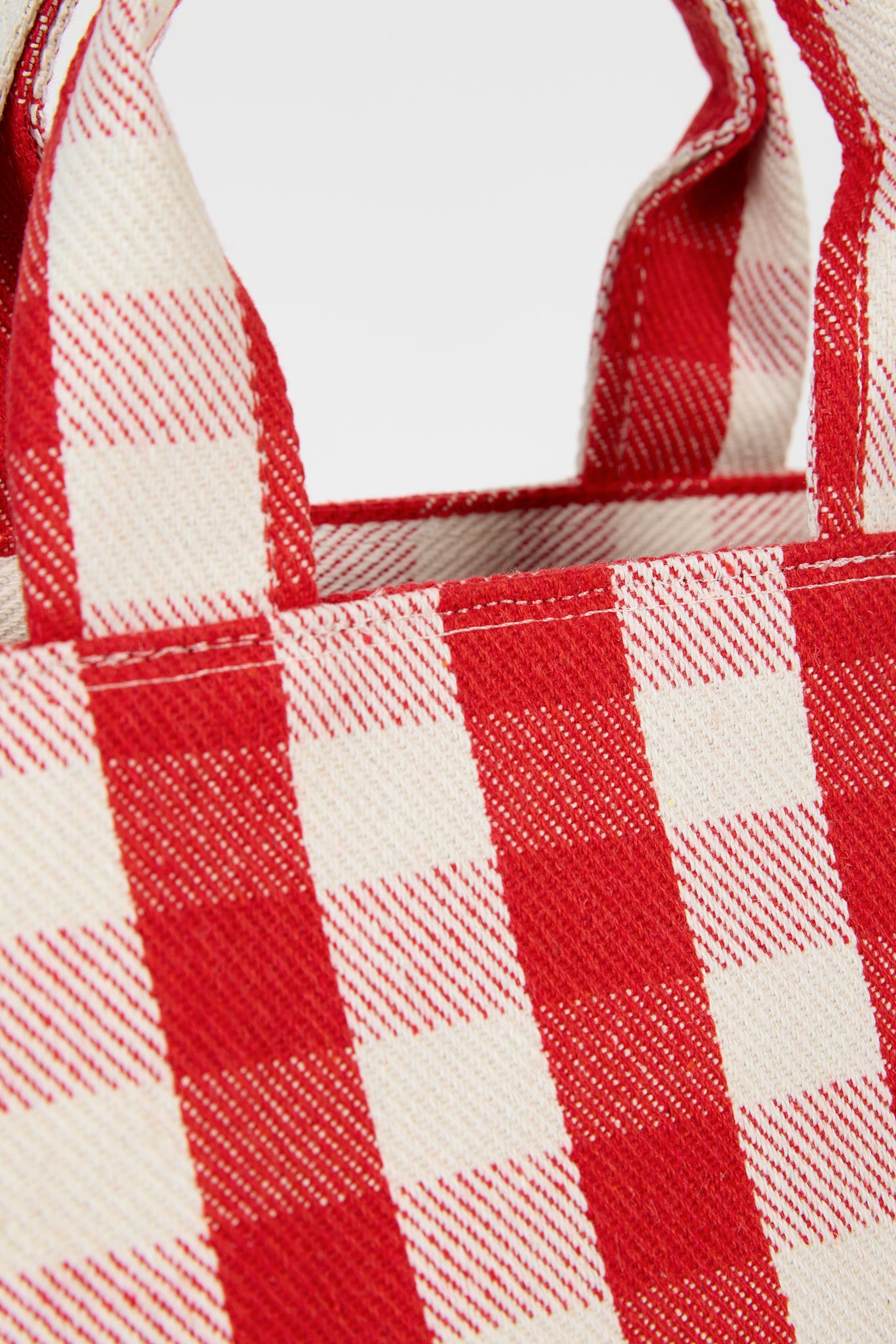 Bright red giant check mini tote bag_4
