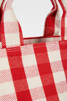 Bright red giant check mini tote bag_4