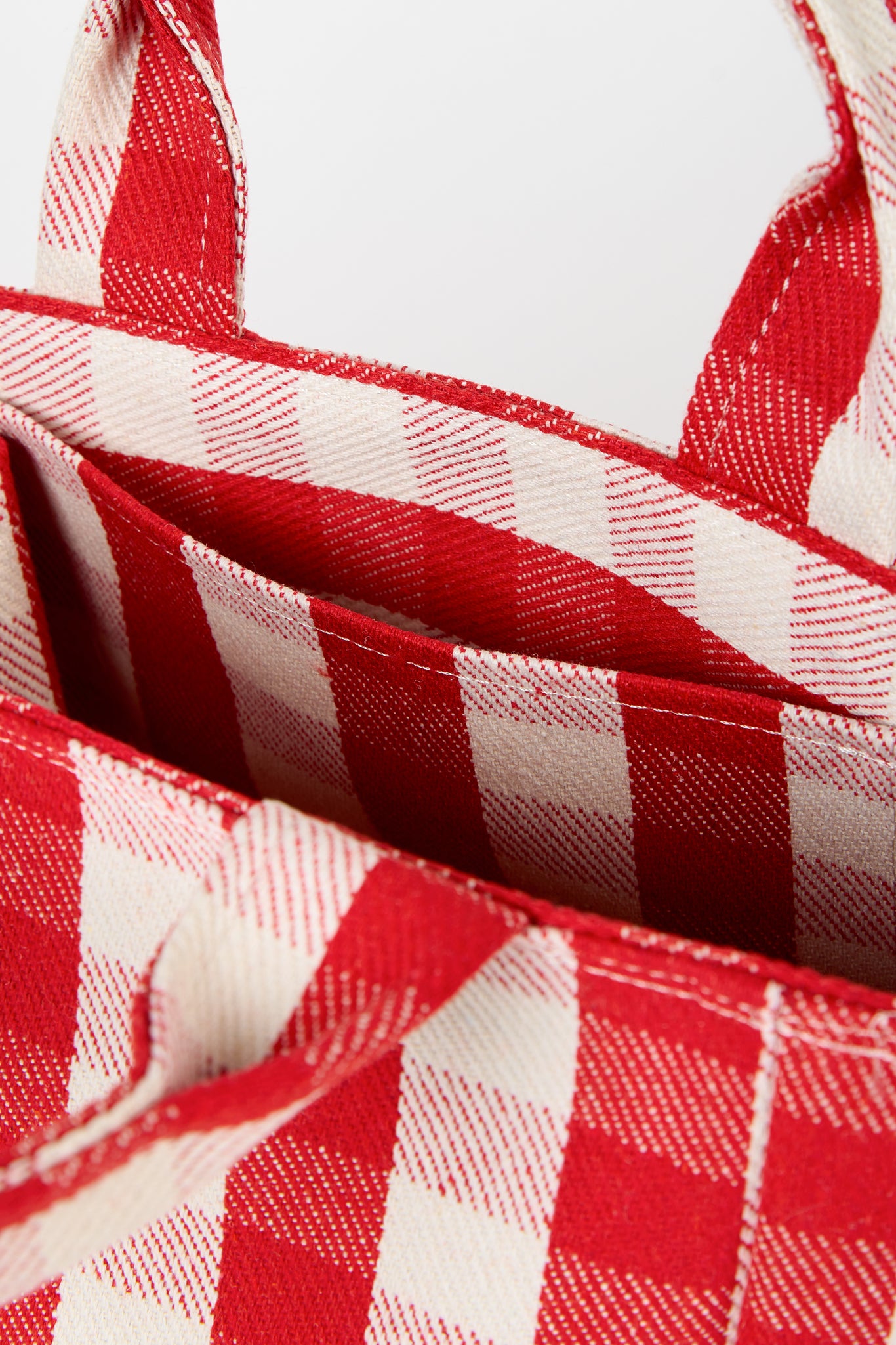 Bright red giant check mini tote bag_3