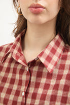 Bright red large gingham checked shirt_3